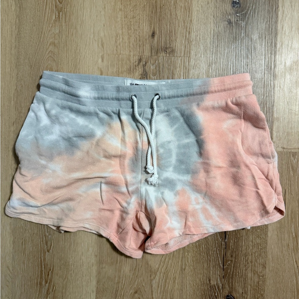 Peach and Gray Tie-Dye Women's Athletic Shorts